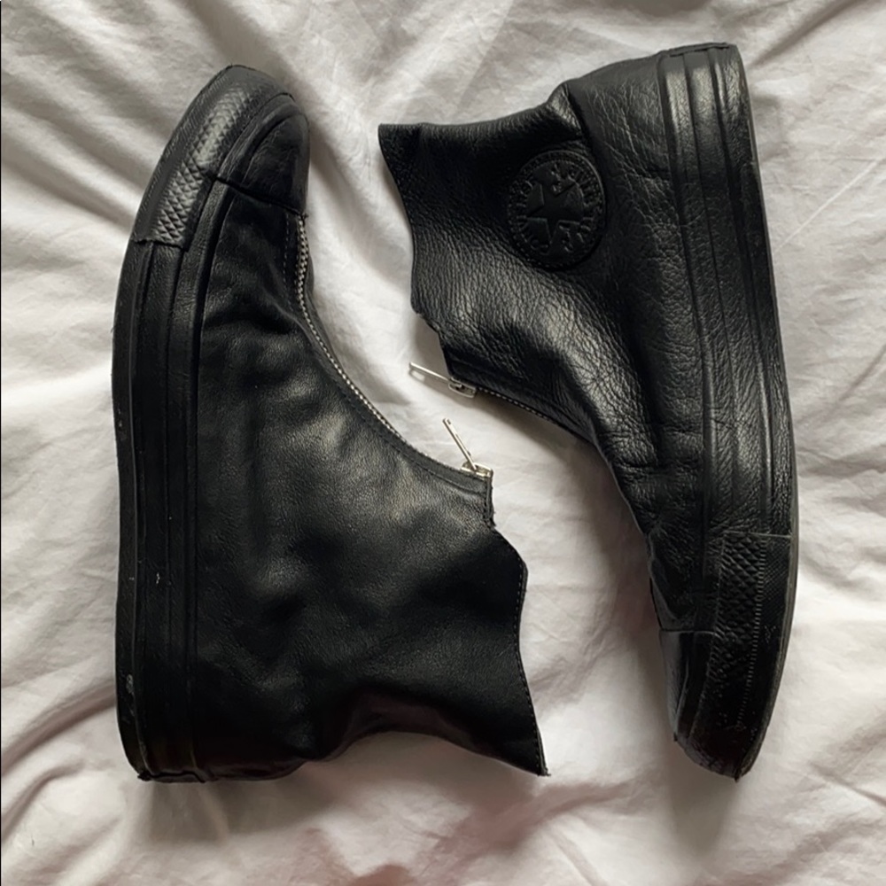 Unique black leather converse